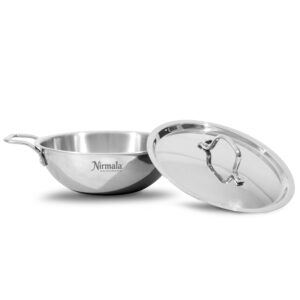 Nirmala Tri-Ply Stainless Steel Kadai with Lid – 26cm